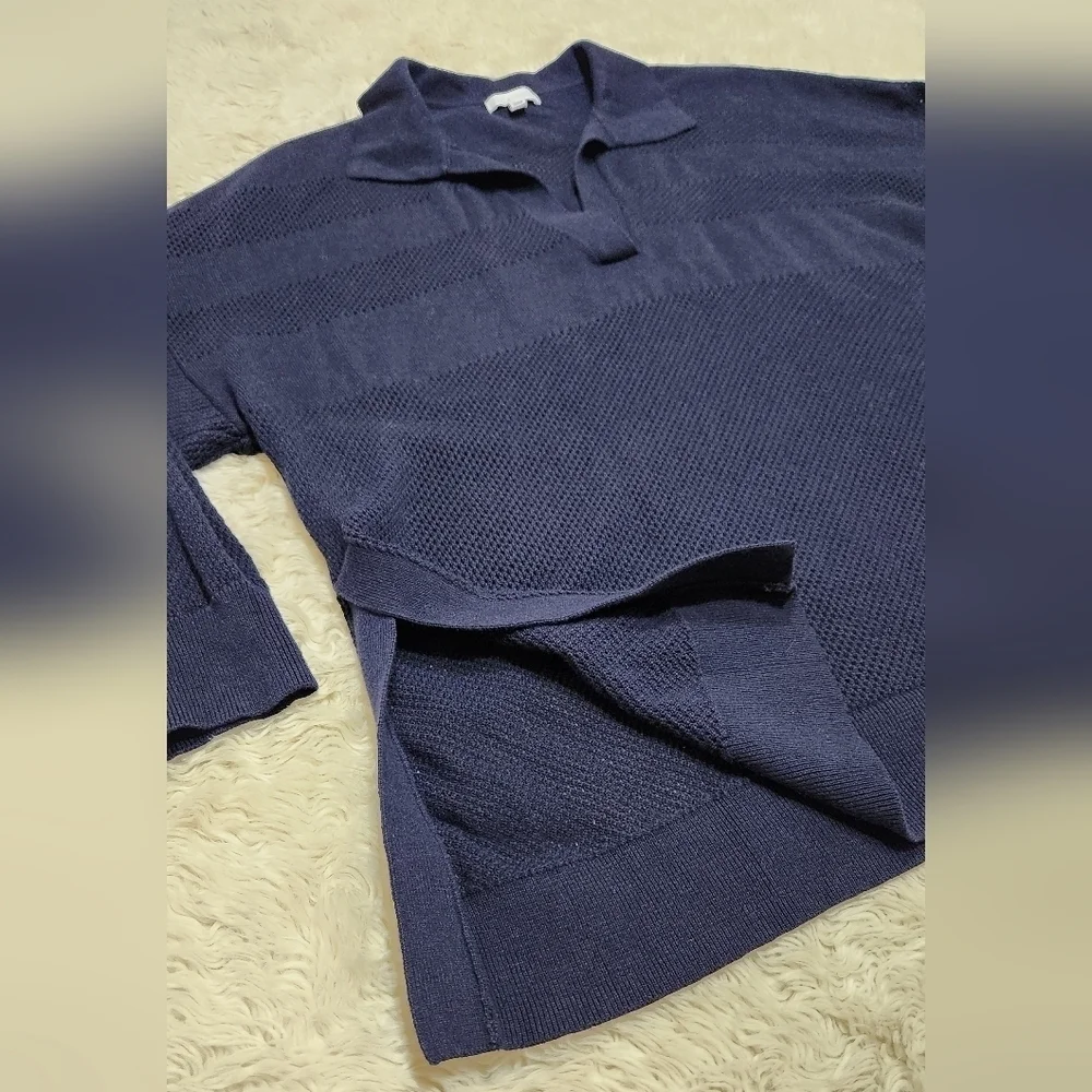 JOHNNY WAS Calme Pullover Sweater Organic Cotton / Cashmere Dark Blue Size XL
